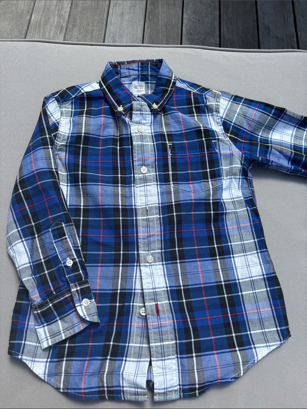 Crewcuts Blue Black White Plaid Button-Down Shirt